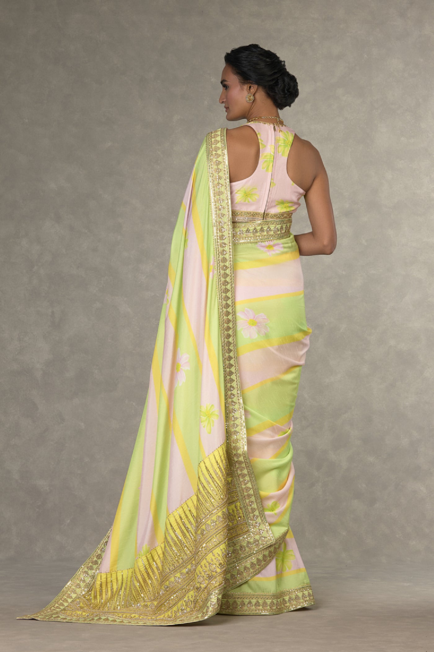 Masaba Summertime Sorbet Parijat Saree Mint Baby Pink Indian designer wear online shopping melange singapore