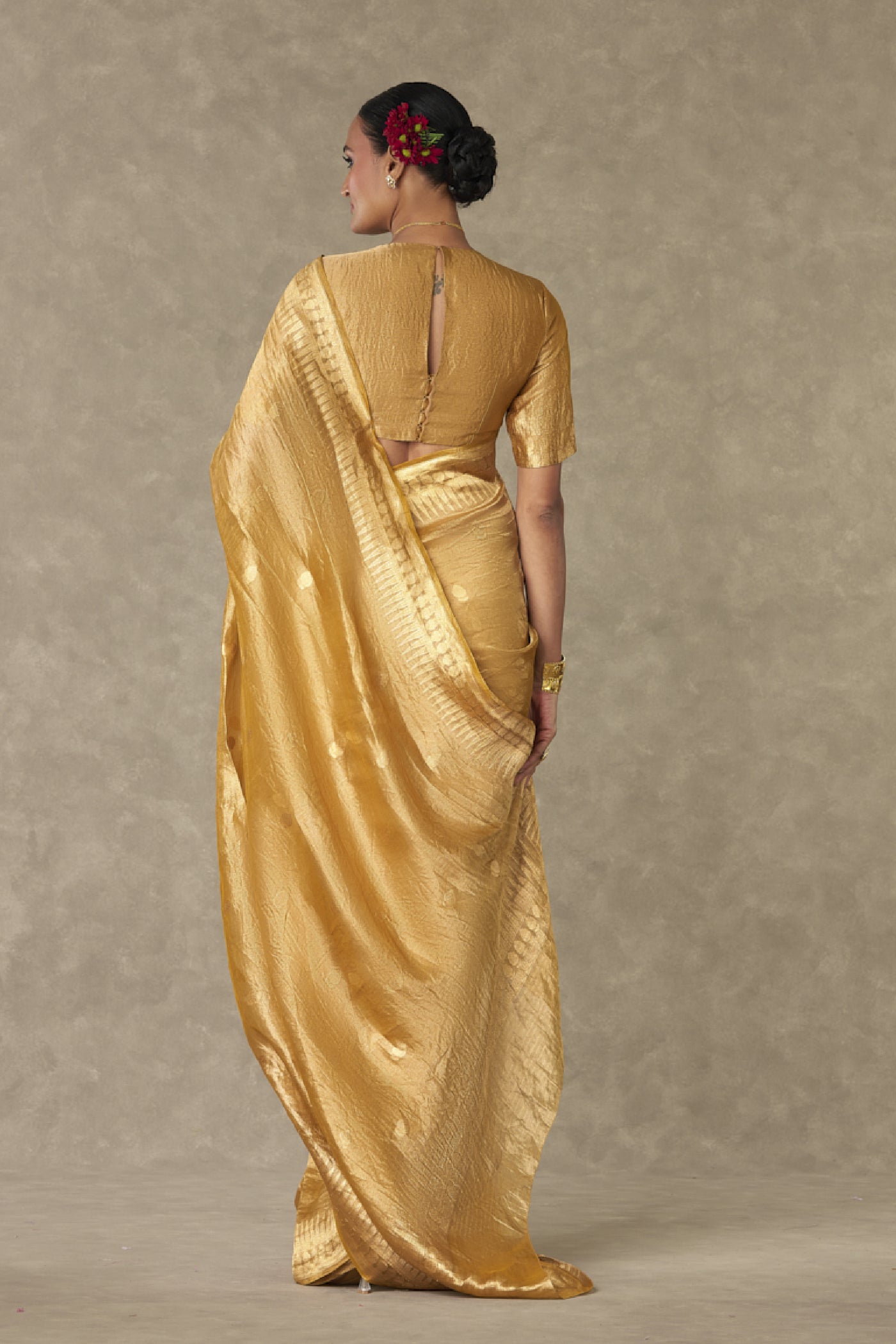 Masaba Sunehri Tissue Saree Golden Yellow Indian designer wear online shopping melange singapore