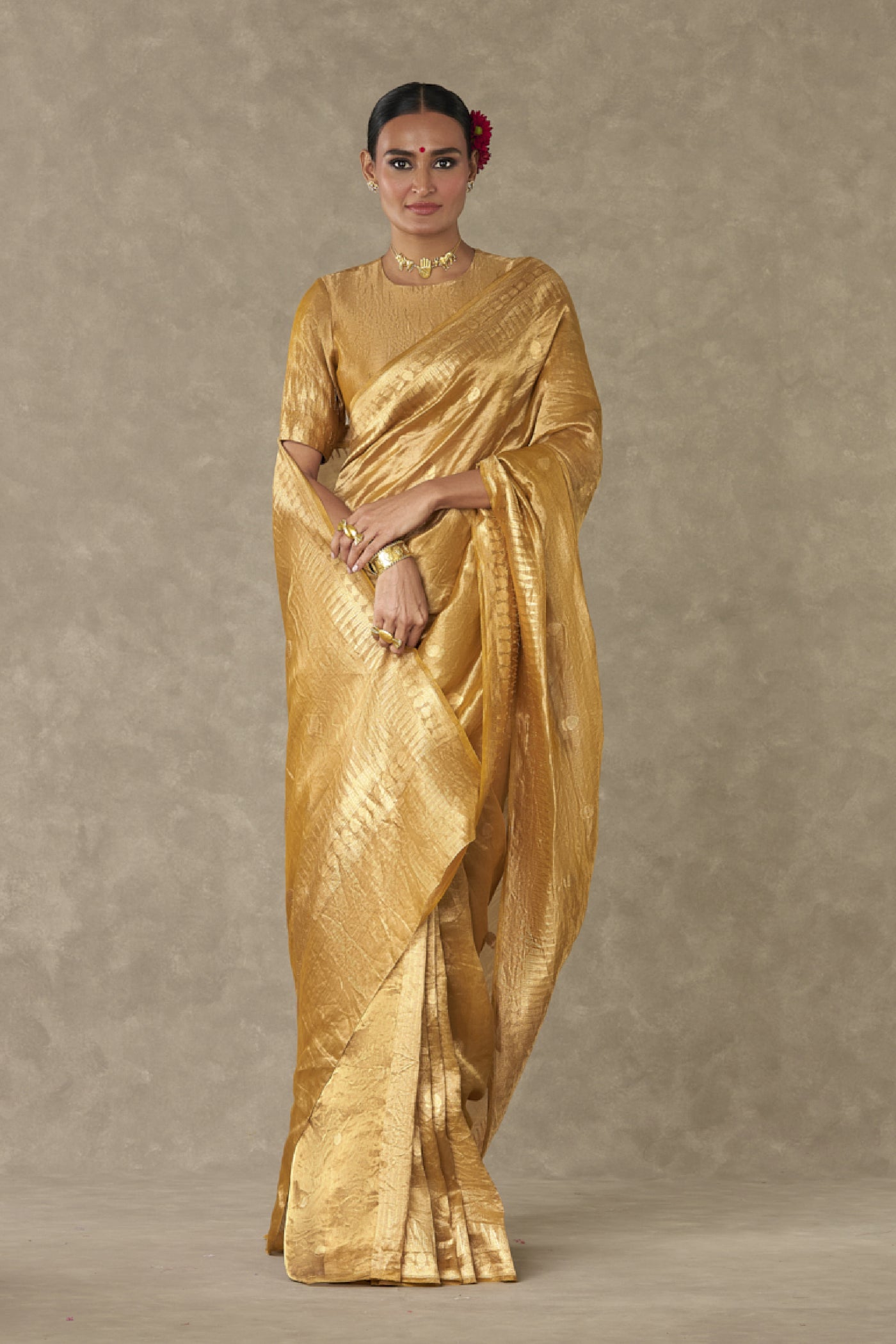 Masaba Sunehri Tissue Saree Golden Yellow Indian designer wear online shopping melange singapore