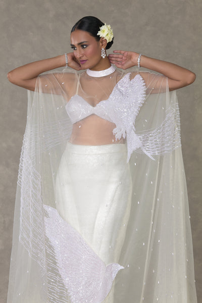 Masaba White Son Chidiya Cape Set Indian designer wear online shopping melange singapore