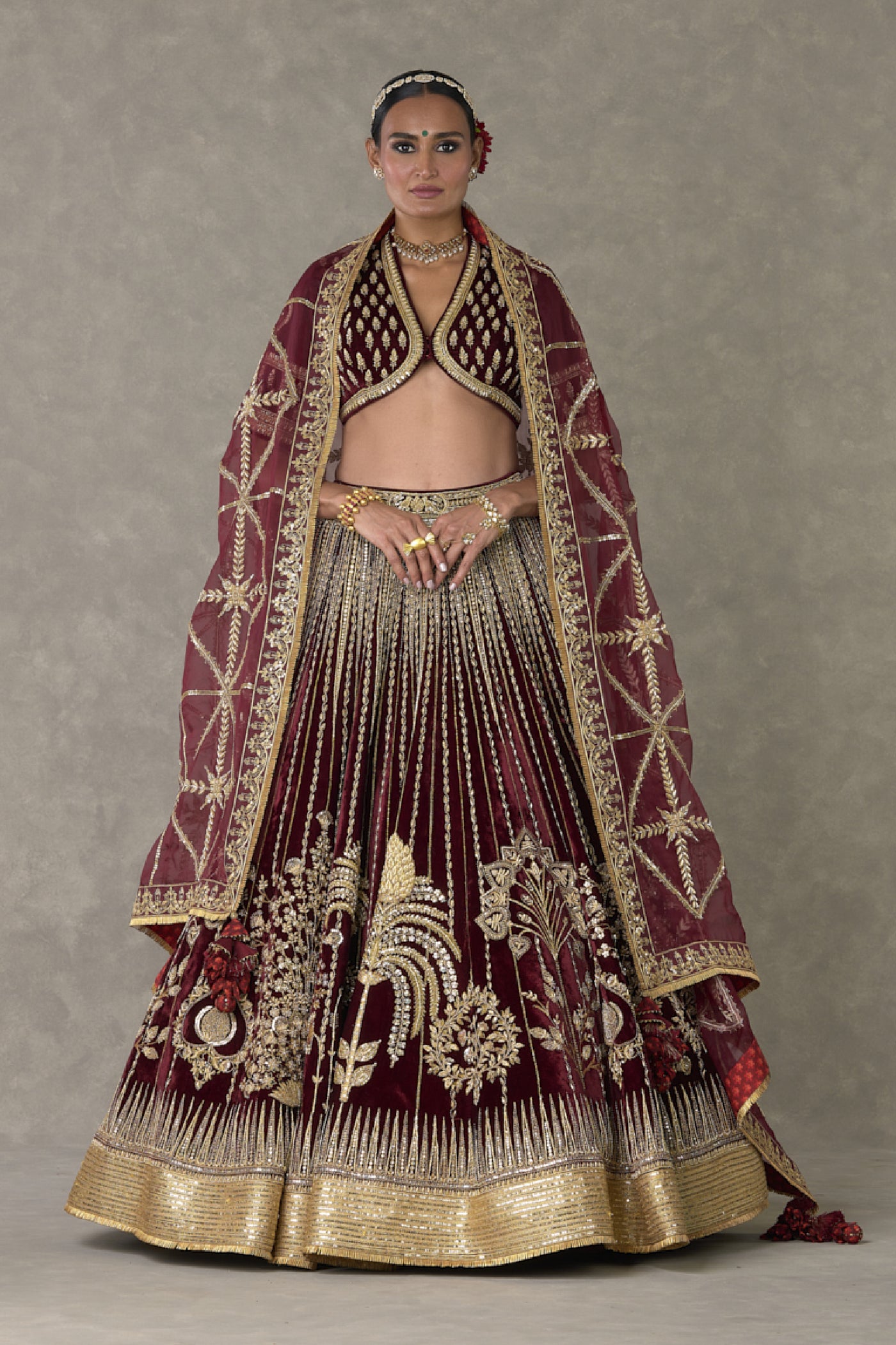 Masaba Wine Dil Chidiya Lehenga Set Indian designer wear online shopping melange singapore