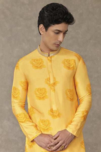 Masaba Menswear Yellow Gulaab Kurta Indian designer wear online shopping melange singapore