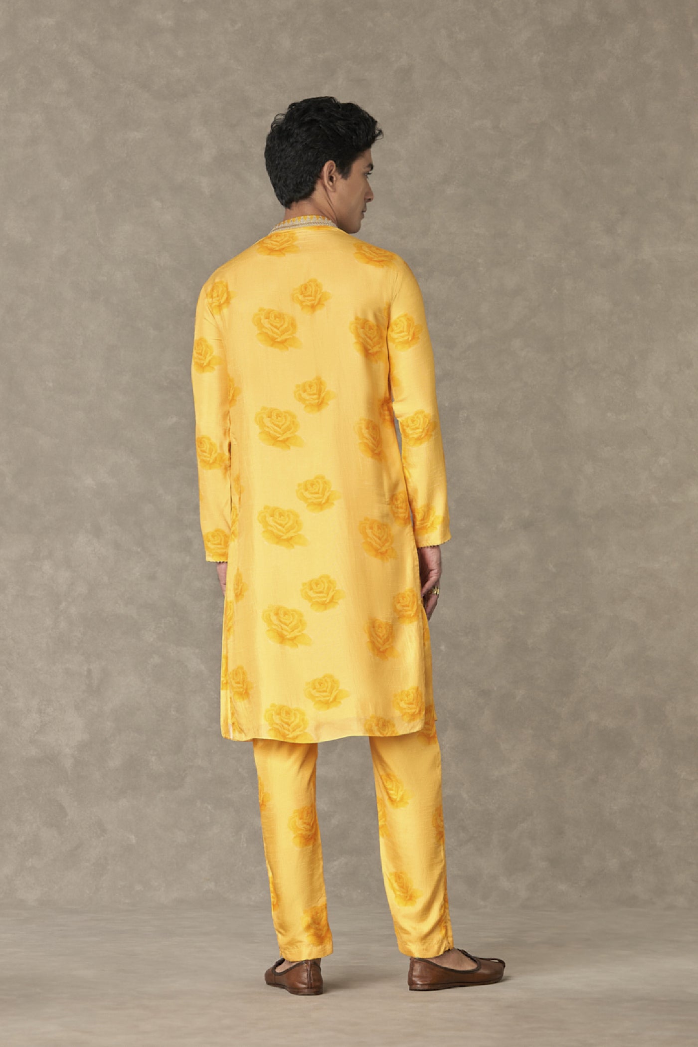 Masaba Menswear Yellow Gulaab Kurta Set Indian designer wear online shopping melange singapore