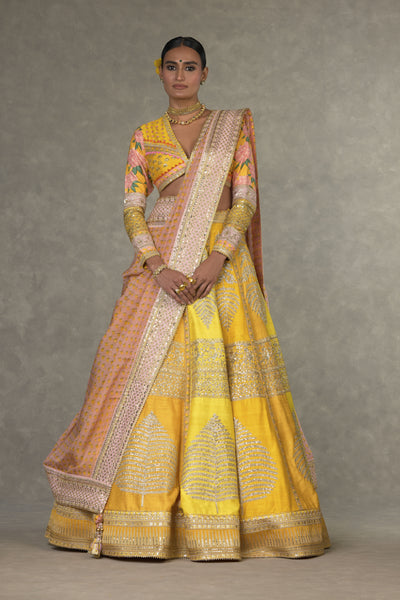 Masaba Yellow Sorbet Paan Patti Lehenga Indian designer wear online shopping melange singapore