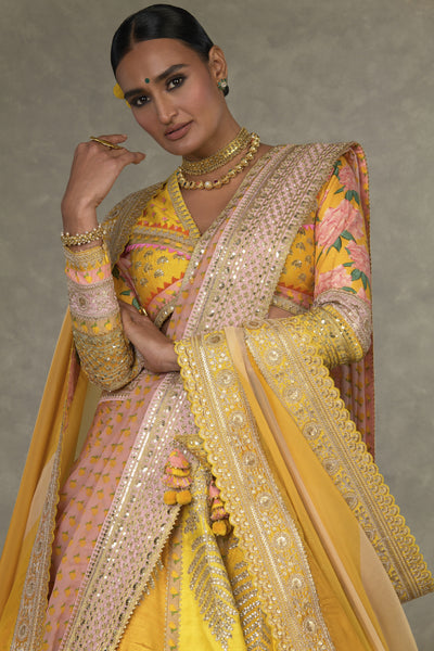 Masaba Yellow Sorbet Paan Patti Lehenga Indian designer wear online shopping melange singapore