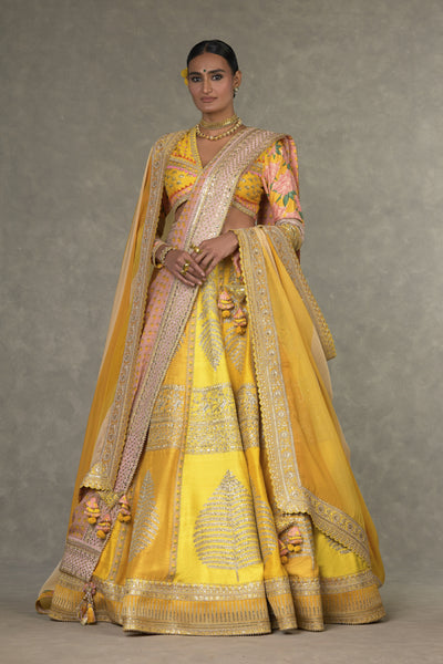 Masaba Yellow Sorbet Paan Patti Lehenga Indian designer wear online shopping melange singapore