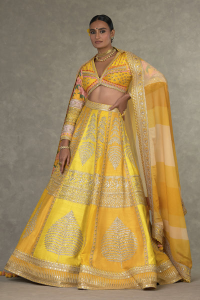 Masaba Yellow Sorbet Paan Patti Lehenga Indian designer wear online shopping melange singapore