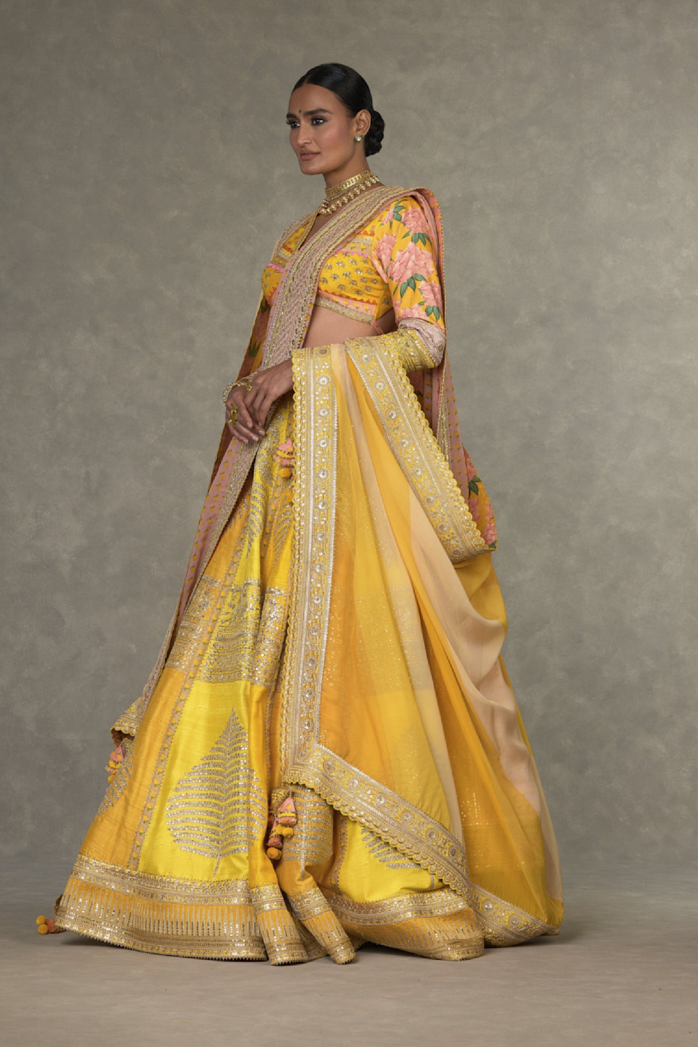 Masaba Yellow Sorbet Paan Patti Lehenga Indian designer wear online shopping melange singapore