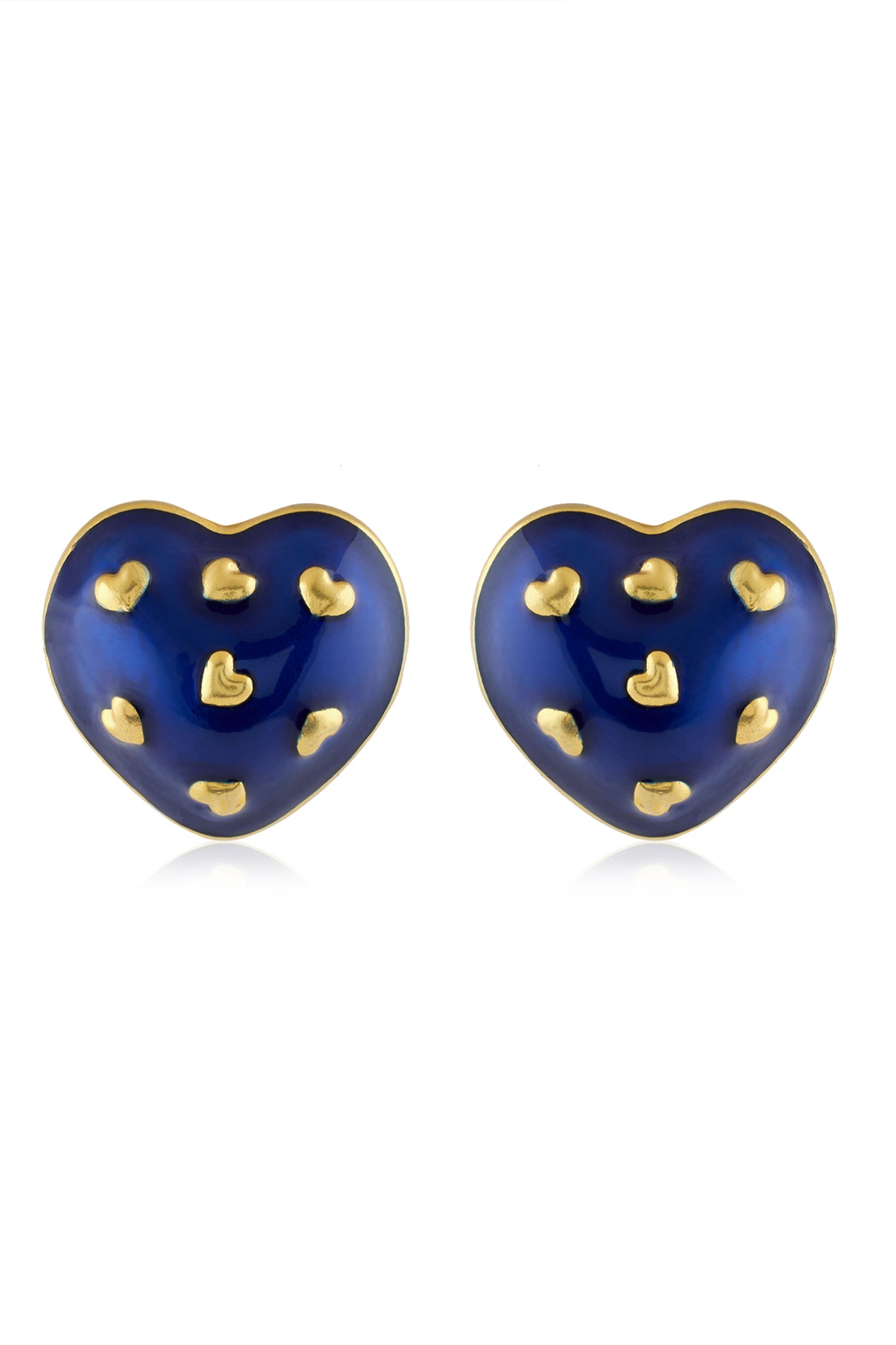 MNSH Amour Enamel Heart Studs Blue indian designer wear online shopping melange singapore