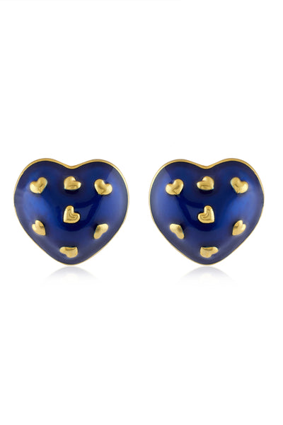 MNSH Amour Enamel Heart Studs Blue indian designer wear online shopping melange singapore