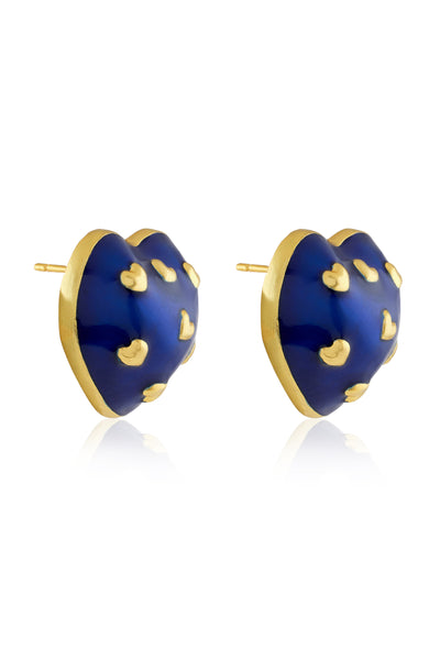 MNSH Amour Enamel Heart Studs Blue indian designer wear online shopping melange singapore