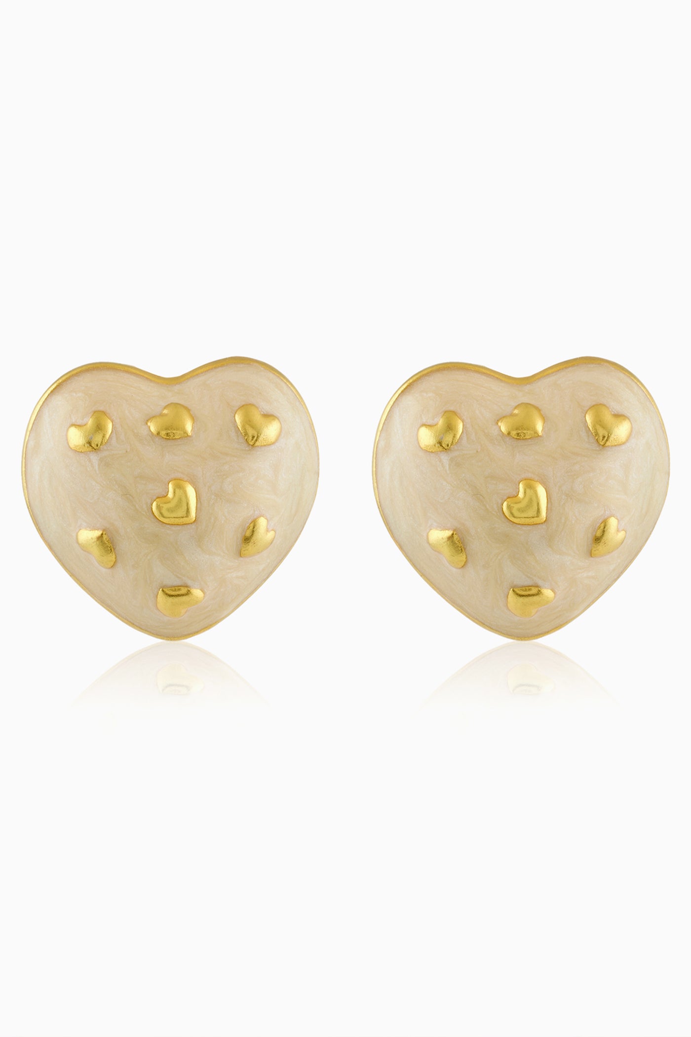 MNSH Amour Enamel Heart Studs White indian designer wear online shopping melange singapore
