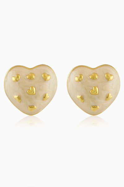 MNSH Amour Enamel Heart Studs White indian designer wear online shopping melange singapore
