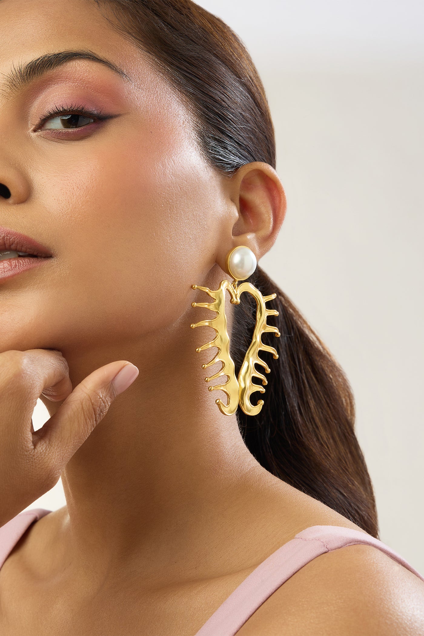 MNSH Amour Heart Pearl Earrings indian designer wear online shopping melange singapore