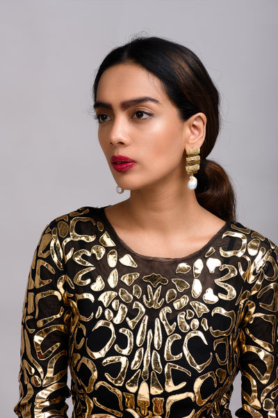MNSH Baroque Pearla Wave Earring indian designer wear online shopping melange singapore
