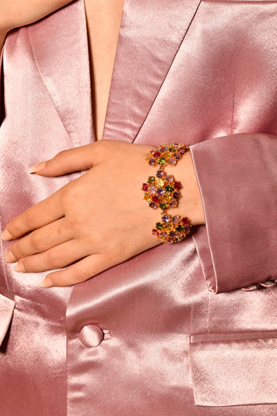 MNSH Bauble Crystal Multi Color Bracelet indian designer wear online shopping melange singapore