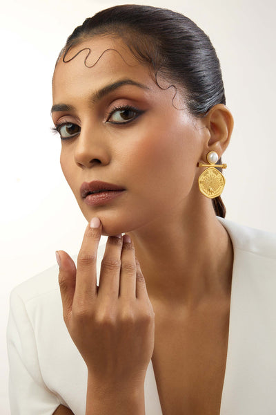 MNSH Kamal Pearl Earring Indian designer wear online shopping melange singapore 