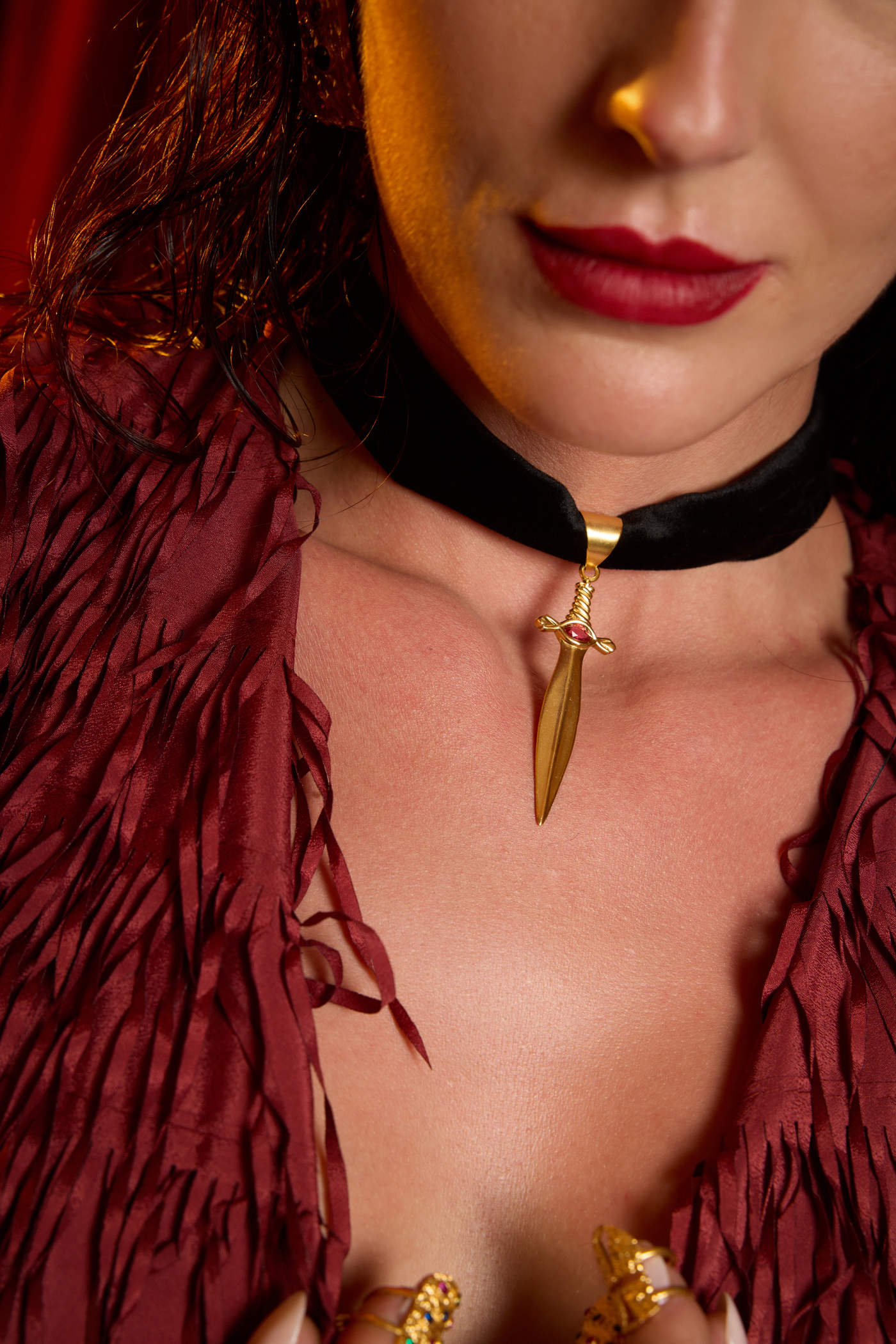 MNSH Mob Wife Studded Dagger Choker Melange Singapore Online Shopping Indian Designer Wear Resort Gifting