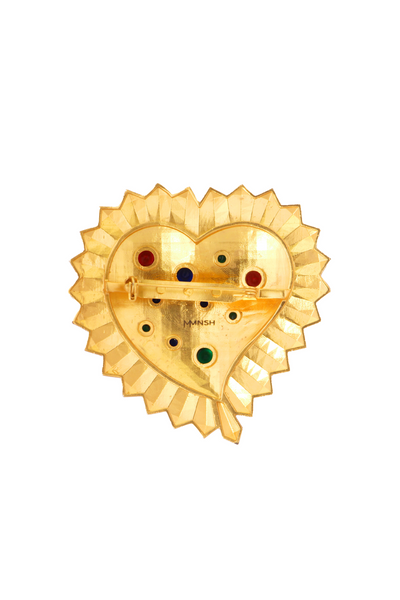 MNSH  Mob Wife Studded Heart Brooch Gold Indian Designer Wear Melange Singapore Online Shopping Gifting Womenswear