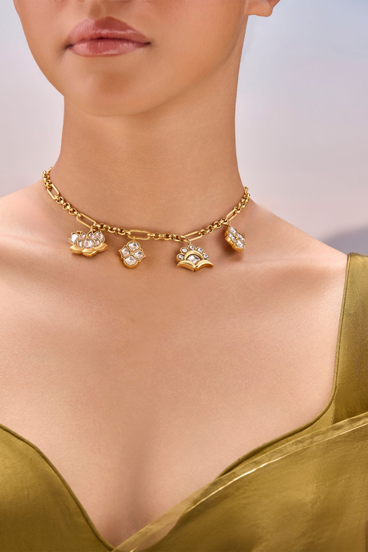 MNSH Noor Polki Charm Necklace indian designer wear online shopping melange singapore 