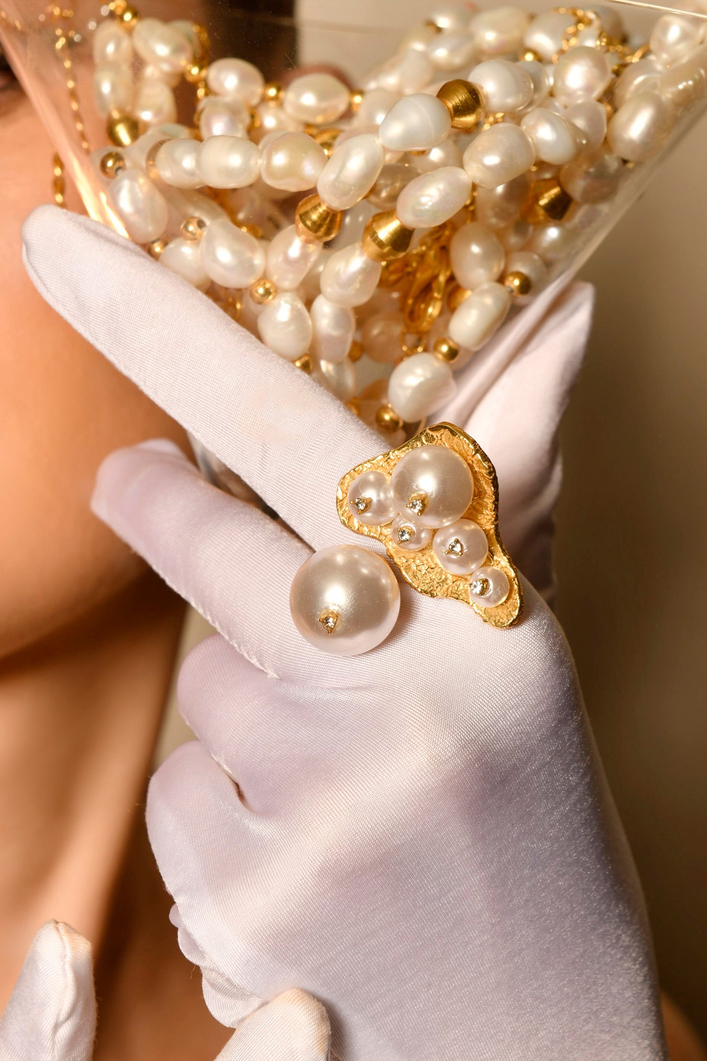 MNSH Pearl Diamond Ring indian designer wear online shopping melange singapore