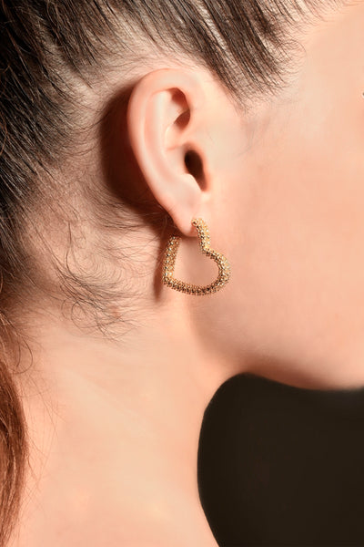 MNSH Textured Heart Earrings indian designer wear online shopping melange singapore