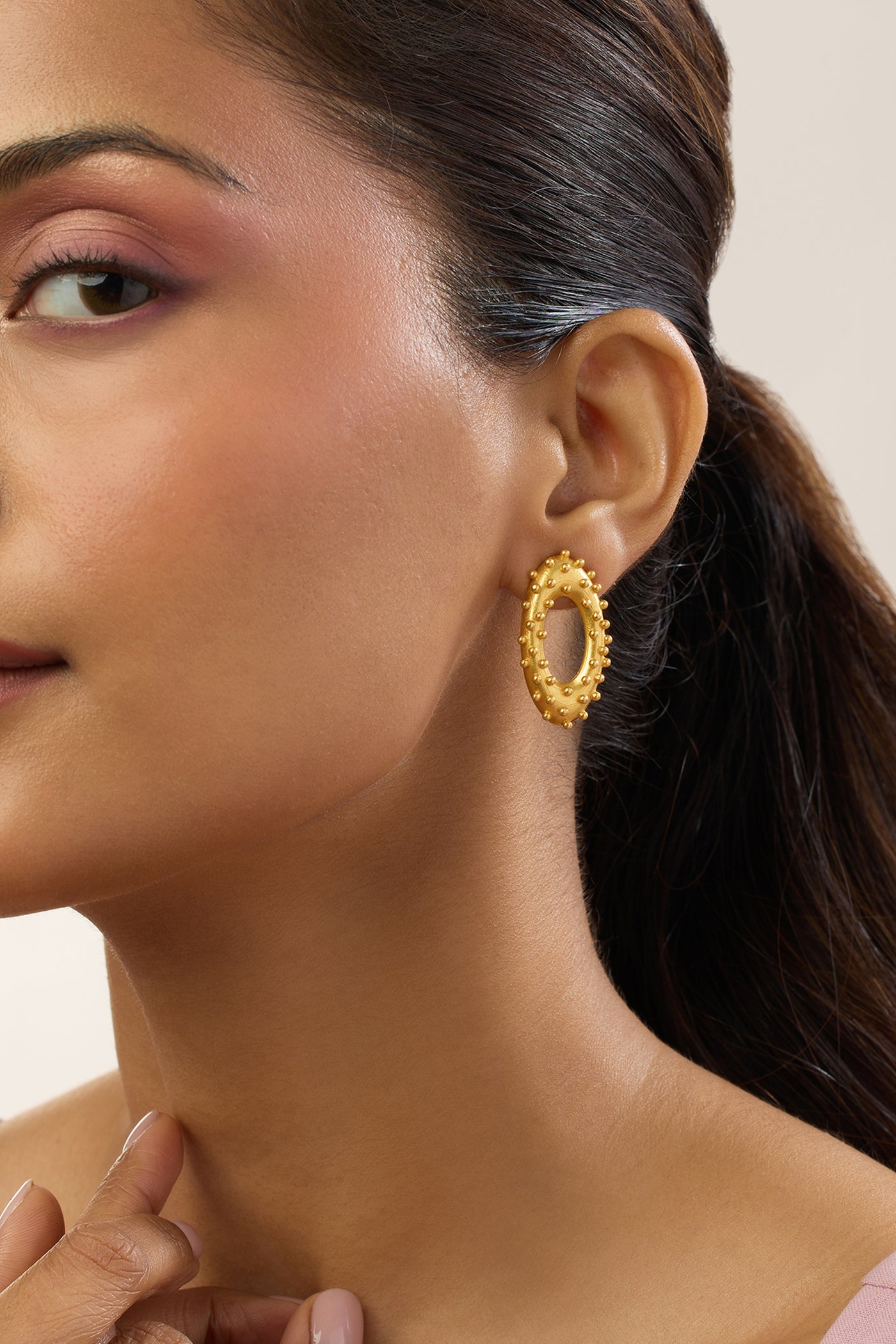 MNSH Vine Oval Studs indian designer wear online shopping melange singapore