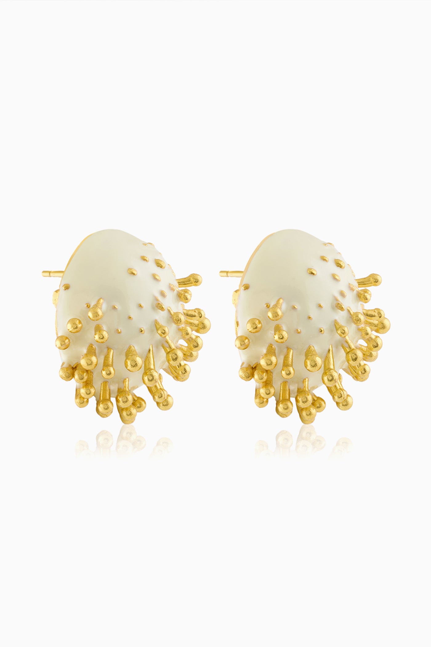 MNSH Vine Round Studs White indian designer wear online shopping melange singapore