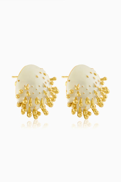 MNSH Vine Round Studs White indian designer wear online shopping melange singapore