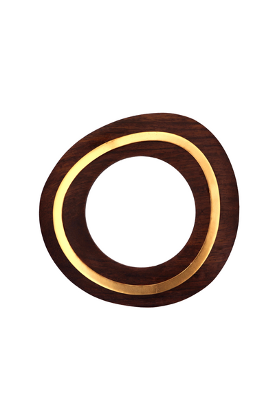 MNSH Wooden Disc Bangle Wood Gold Online Shopping Indian Designer Wear Melange Singapore Resort Gifting