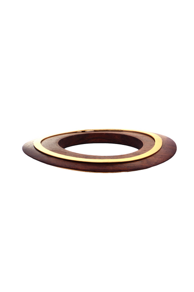 MNSH Wooden Disc Bangle Wood Gold Online Shopping Indian Designer Wear Melange Singapore Resort Gifting