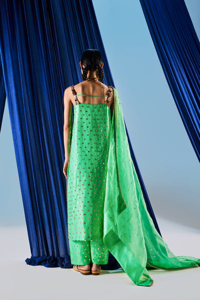 Maison Blu Avo Green Long Kurati Set indian designer wear online shopping melange singapore