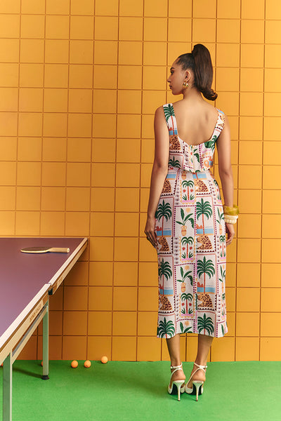 Maison Blu Boxy Crop With Bold Statement Buttons With Midi Skirt indian designer wear online shopping melange singapore