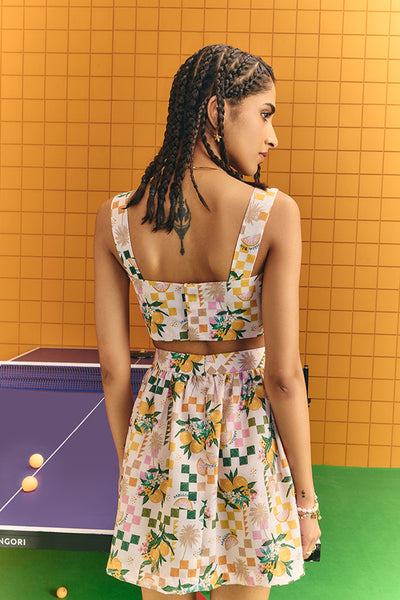 Maison Blu Corset Bustier With Statement Buttons Plus Skirt indian designer wear online shopping melange singapore