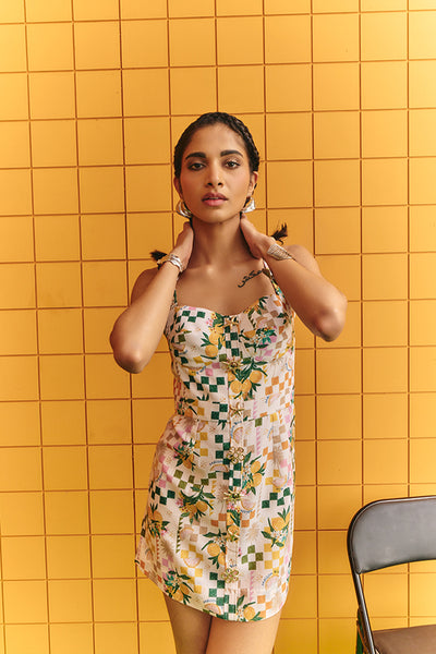 Maison Blu Corset Dress With Bold Statement Buttons indian designer wear online shopping melange singapore