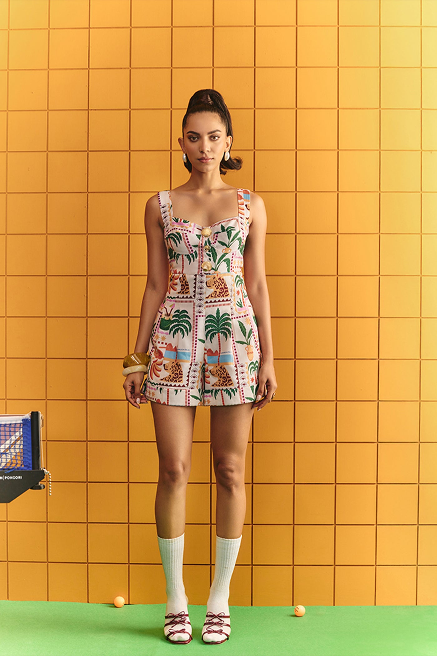 Maison Blu Corset Short Jumpsuit With Statement Buttons indian designer wear online shopping melange singapore