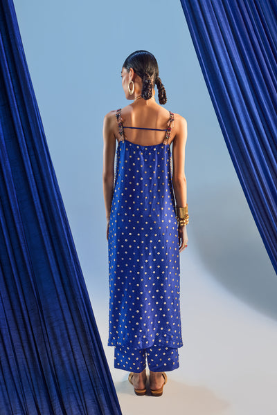 Maison Blu Electrick Blue Long Kurati Set indian designer wear online shopping melange singapore