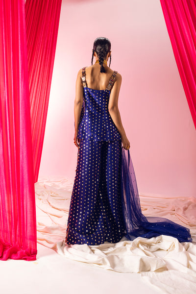 Maison Blu Electrick Blue Short Kurati Set indian designer wear online shopping melange singapore