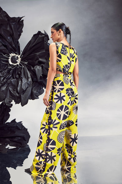 Maison Blu High Neck Cut Out Studded Crop With Pants indian designer wear online shopping melange singapore
