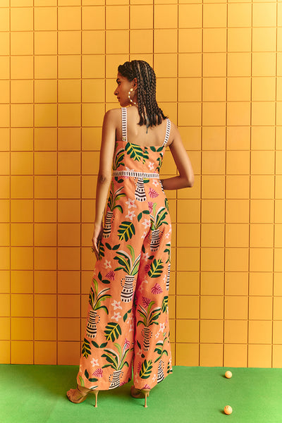 Maison Blu Long Strappy Jumpsuit With Bold Statement Buttons indian designer wear online shopping melange singapore