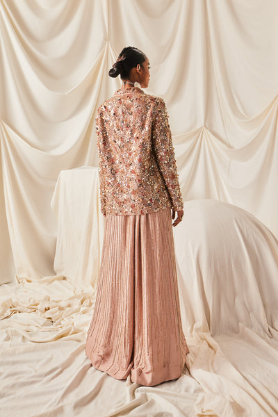Maison Blu Nude Fully Embellished Blazer Set indian designer wear online shopping melange singapore