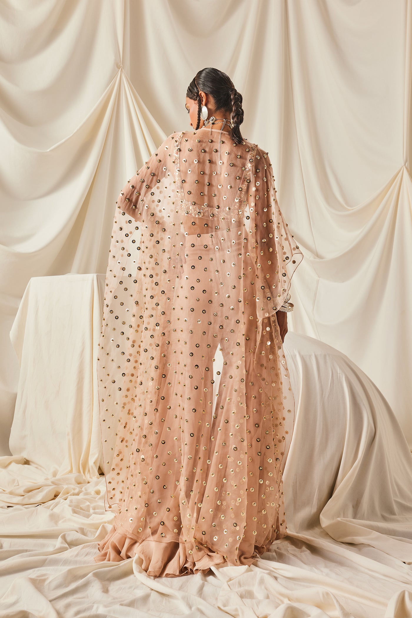 Maison Blu Nude Fully Embellished Gharara Set indian designer wear online shopping melange singapore