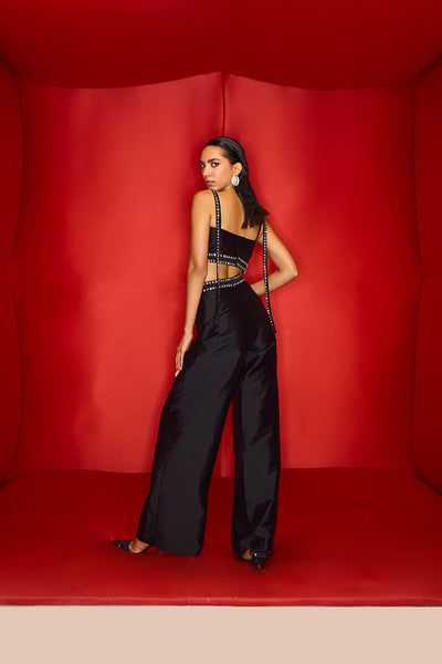 Maison Blu Rhinestone Studded Crop With Pants indian designer wear online shopping melange singapore