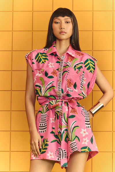 Maison Blu Short Cargo Jumpsuit With Bold Statement Buttons indian designer wear online shopping melange singapore