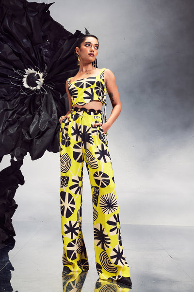 Maison Blu Side Tie Up Crop With Pants indian designer wear online shopping melange singapore