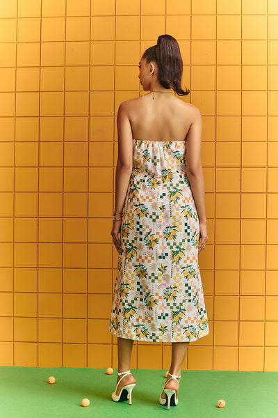 Maison Blu Tube Dress With Statement Buttons indian designer wear online shopping melange singapore