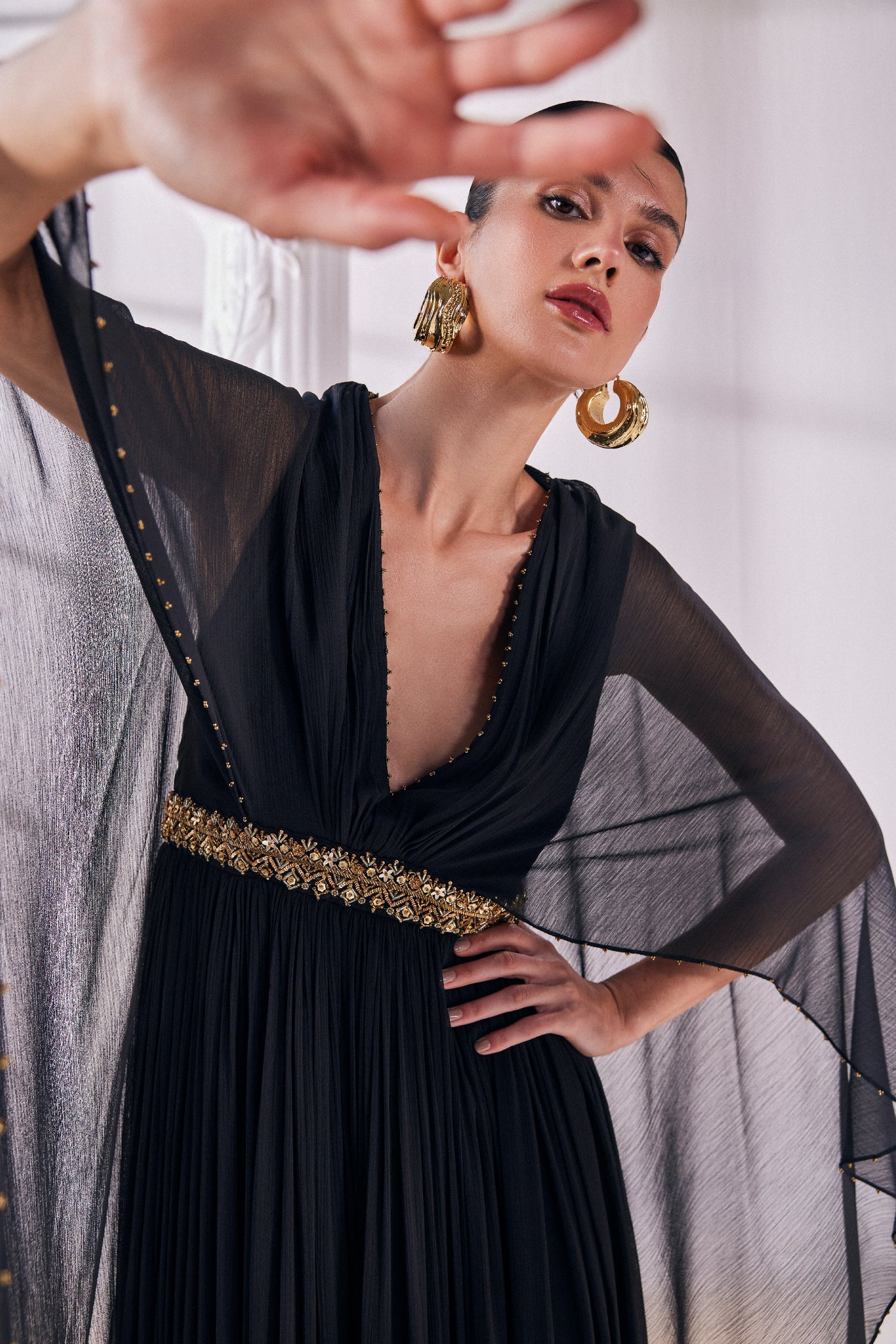 Mandira Wirk Black Kaftan Dress indian designer wear online shopping melange singapore