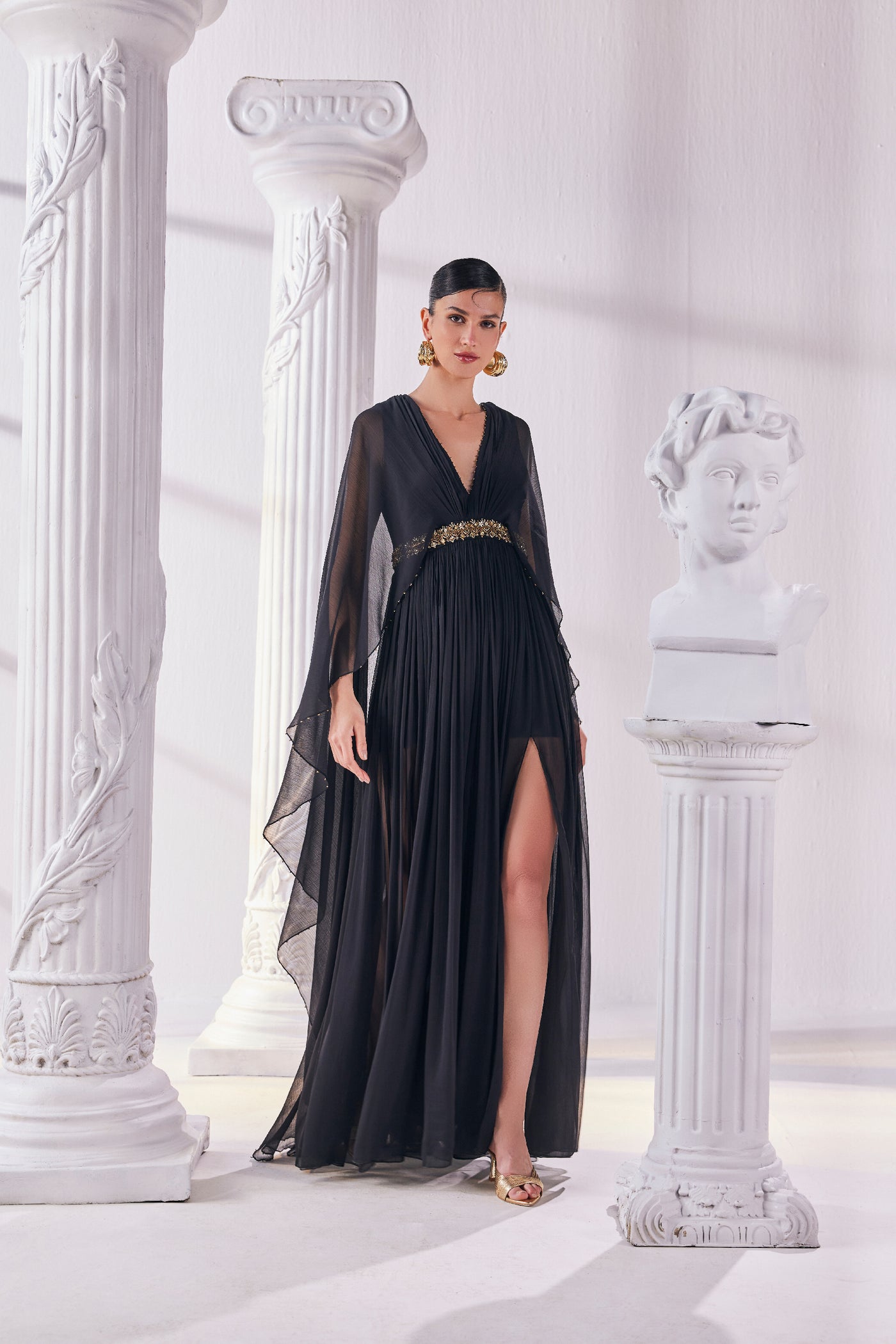 Mandira Wirk Black Kaftan Dress indian designer wear online shopping melange singapore