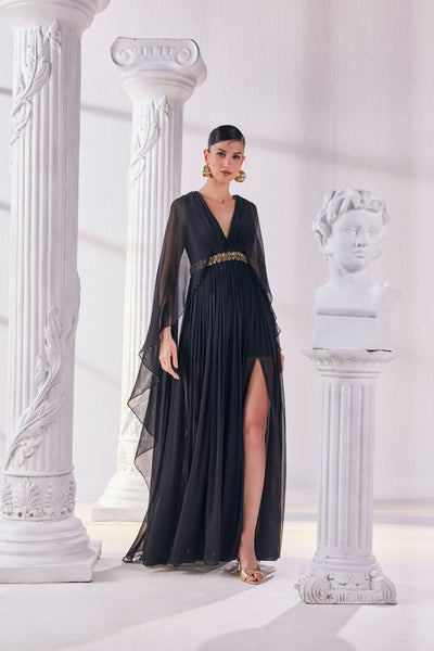 Mandira Wirk Black Kaftan Dress indian designer wear online shopping melange singapore