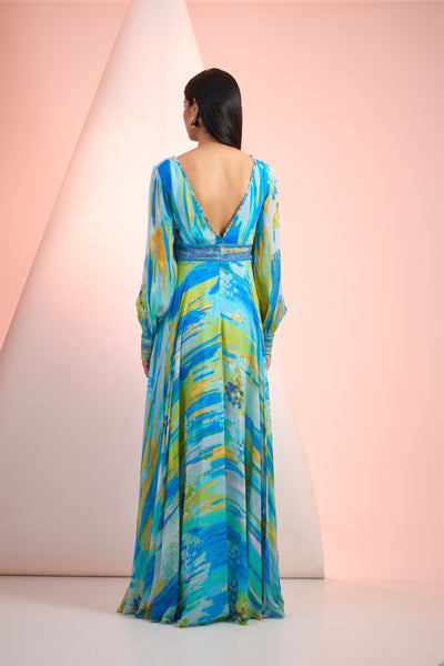 Blue Printed Dress